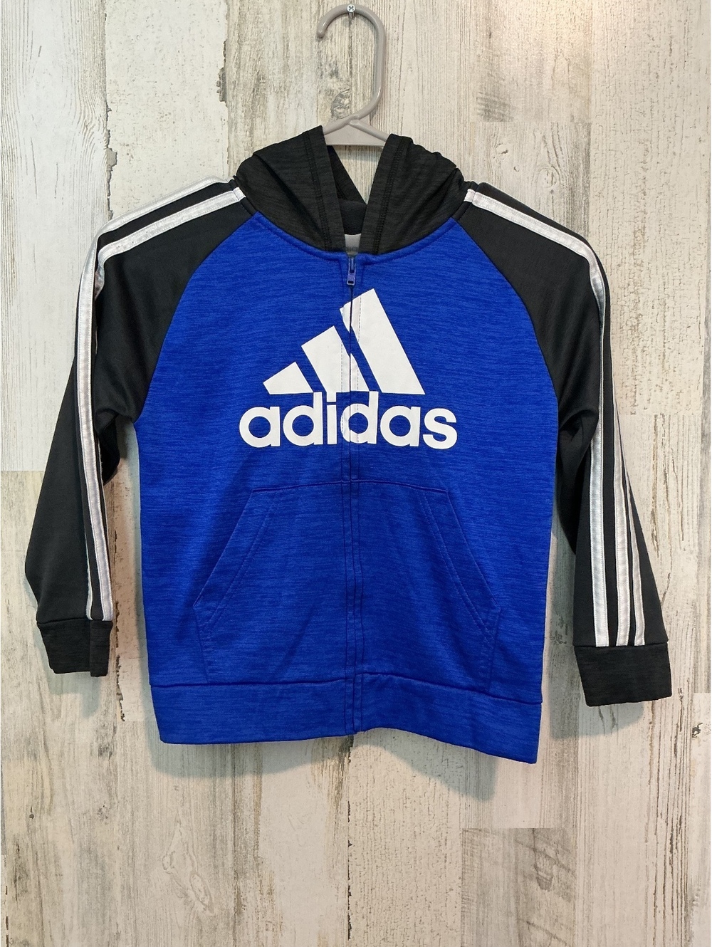 Adidas Boy's Kids Size 6 Blue and Black Hoodie Sweatshirt